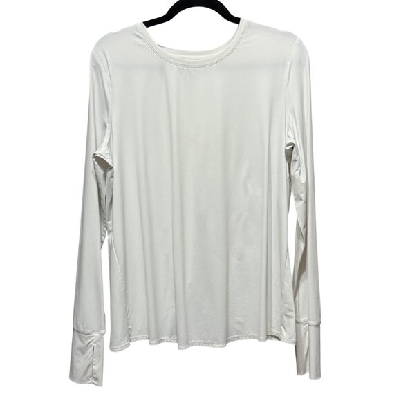 Athleta women's size L white long sleeve split back top - Picture 1 of 7
